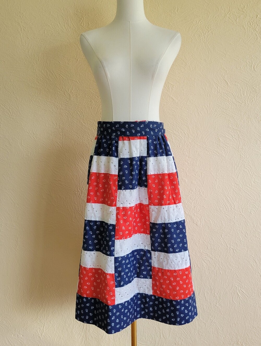 Mr. Hank | 70s Red White Blue Americana Patchwork Skirt